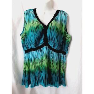 Belissimo sleeveless blue lace sz 1X top